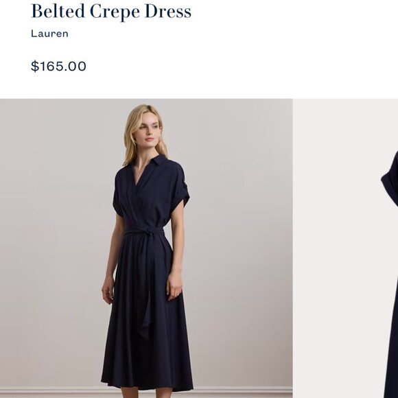 Navy Blue Belted Dress Size 16. Ralph Lauren. Women's A-line Classy Dress. - Picture 1 of 16